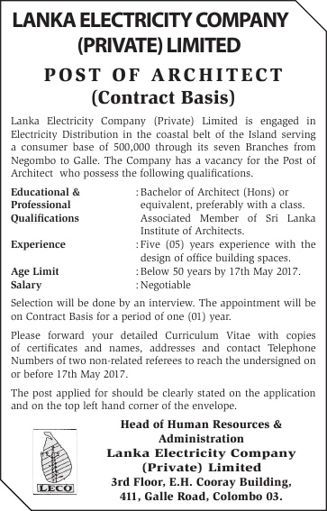 Architect - Lanka Electricity Company (Private) Limited